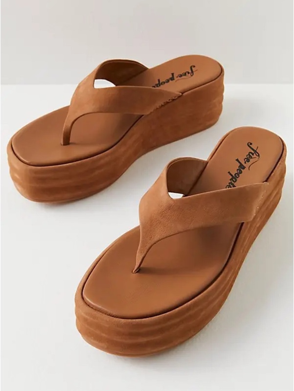 Free People Havana Thong Flatform Sandals Tan Leather Platform Size 40
